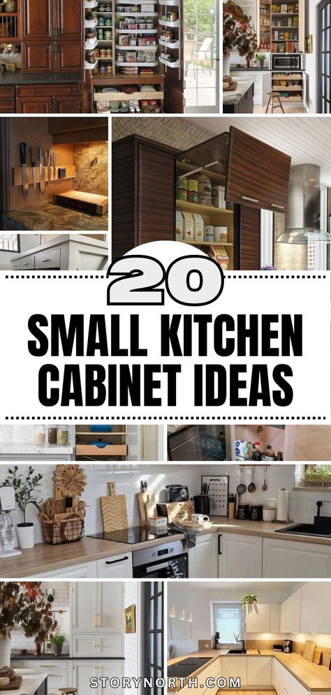 Pin this for expert tips on maximizing space in your kitchen with innovative cabinet ideas. Discover how to enhance functionality and style in your small kitchen. #KitchenDecor #HomeOrganization #SmallSpaceLiving Remodel For Small Kitchen, Kitchen Cabinets Ideas For Small Kitchen, Small Kitchen Maximum Storage, Kitchen Cabinet For Small Kitchen, Small Kitchen With Lots Of Storage, Maximizing Kitchen Cabinet Space, Kitchen Efficiency Ideas, Hanging Cabinets Kitchen Small Spaces, End Kitchen Cabinet Ideas