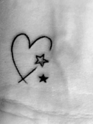 Heart Star Tattoos For Women, Heart Stars Tattoo, Star And Heart Tattoos, Heart And Star Tattoo Small, Star And Heart Tattoo Designs, Heart And Stars Tattoo, Mother Daughter Star Tattoos, Heart With Stars Tattoo, Stars And Hearts Tattoos