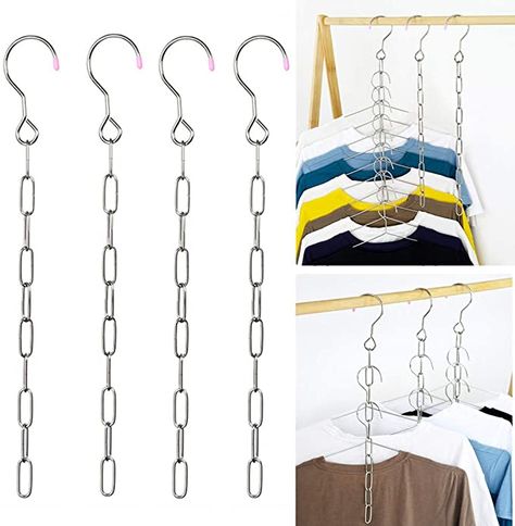 Space Saving Clothes Rack, Indoor Closet Ideas, Diy Space Saving Hangers, Hanger Design Ideas Hanging Clothes, Hangers Clothes Closet Organization, Space Saving Wardrobe Ideas, 40 Hanger Closet, Diy Hangers, Space Saving Closet