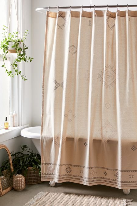 Bathroom Downstairs, Urban Outfitters Curtains, Bohemian Shower Curtain, Curtain Trim, Cotton Shower Curtain, Boho Shower Curtain, Magical Thinking, Bathroom Themes, Bathroom Plants