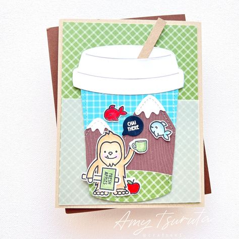 Chai There | Lawn Fawn – Tsuruta Designs Treat Cart, Coffee Cup Gift Card Holder, Coffee Apple, Coffee Stamps, There's No Place Like Home, Flying Fish, Gift Holders, Pike Place, Fish Market