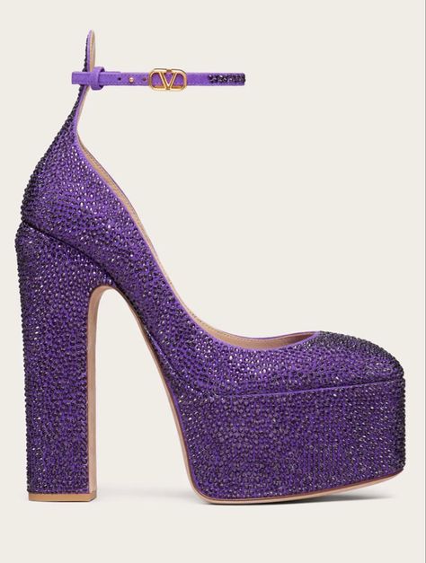 Valentino 2023 Dark Purple Heels, Valentino Heels, Purple Pumps, Purple Heels, Heart Shoes, Crystal Heels, Green Heels, Silver Pumps, Pink Pumps