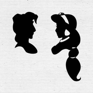 Princess Symbols, Disney Diys, Disney Silhouette, Disney Silhouettes, Disney Font, Disney Emoji, Diy Disney Shirts, Aladdin And Jasmine, Disney Designs