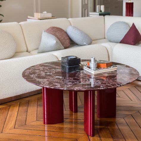 House Renovation Design, Marble Tables Living Room, Socialite Family, Red Marble, Family Brand, Light Crafts, Marble Coffee Table, Marble Table, Round Coffee Table