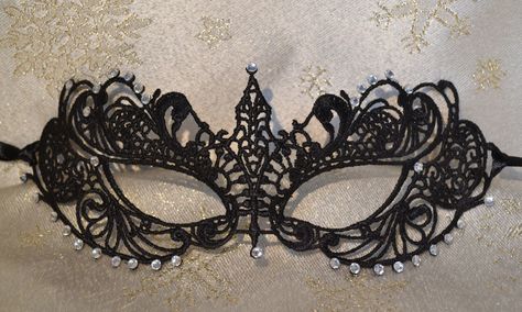 Black Lace & Diamantes Masquerade Mask Black Satin Ties -Weddings, New Year, Valentine Gift, Masked Balls, Proms, Christmas Party Halloween by SpecialEventsDecorUK on Etsy Lace Masquerade Mask, Masquerade Mask Black, Black Masquerade, Black Masquerade Mask, Lace Masquerade Masks, Mask Ball, Masquerade Outfit, Black Gold Wedding, Felt Mask