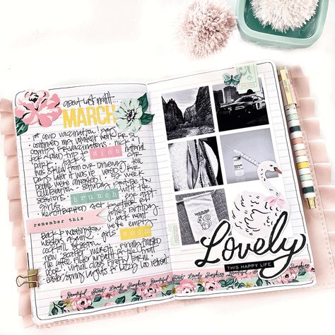 “About Last Month” Traveler’s Notebook Lists with Layle Koncar! | Scrapbook & Cards Today Magazine Scrapbook Project, Traveler Notebook Inserts, Alphabet Stickers, Crate Paper, Book Lights, Creative Journal, Journal Layout, Book Projects, Last Month