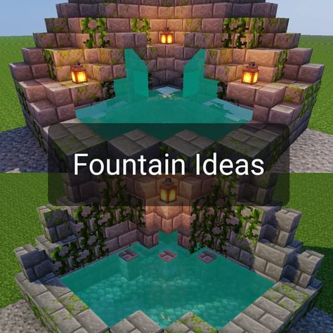 Hey! I felt like making one of those posts that has some different ideas for a certain build concept (fountains in this case). Sorry… Mini Fountain Minecraft, Simple Minecraft Fountain, Fountain Minecraft Ideas, Minecraft Town Square Fountain, How To Make A Fountain In Minecraft, Minecraft Fountain, Minecraft Decoration, Minecraft Structures, Minecraft Interior Design