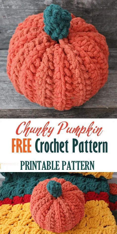 chunky crochet pumpkin pattern - amorecraftylife.com -bernat blanket yarn free printable crochet pattern chunky pattern #crochet #crochetpattern #freecrochetpattern Chunky Crochet Pumpkin, Crochet Pumpkin Patterns, Yarn Pumpkins, Crocheted Pumpkins, Pumpkin Patterns Free, Crochet Decorations, Chunky Yarn Crochet, Pumpkin Patterns, Autumn Crochet