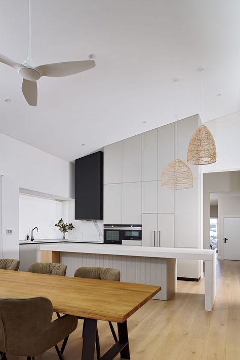 Modern Kitchen Cathedral Ceiling, Small Kitchen With High Ceilings, Kitchen High Ceiling Ideas, Tiny Kitchen Sloped Ceiling, 20 Ft Ceiling Kitchen, Kitchen Cabinets Sloping Ceiling, Kitchen Design High Ceiling, High Ceiling Kitchens, Range Hood High Ceiling