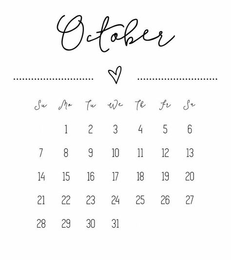 Birthday Calendar Ideas, Cute Calendar Template, October Calendar Printable, Calendar Images, Calendar October, October Vibes, Calendar Cute, Instagram Story App, Wedding Calendar