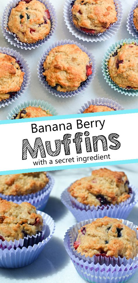 Baby Cereal Recipes, Banana Berry Muffins, Applesauce Oatmeal Muffins, Berry Muffin Recipe, Applesauce Oatmeal, Recipes Muffins, Muffins Banana, Baby Muffins, Berry Oatmeal