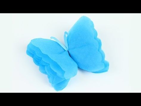 Tissue paper Butterfly and Very Easy to Make Butterfly with Tissue Paper or Origami Butterfly - YouTube Tissue Paper Butterflies, Tissue Paper Butterfly, Crepe Paper Decorations, Tissue Paper Decorations, Paper Folding Techniques, How To Make Butterfly, Tissue Paper Flowers Diy, Tissue Paper Crafts, Origami Butterfly