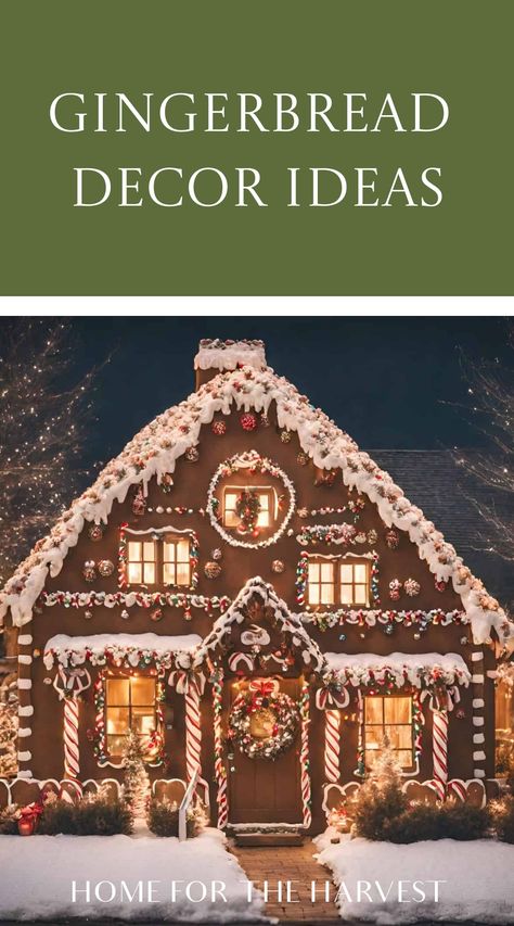 Looking for some gingerbread decor ideas? Here is some inspiration for decorating your home like a giant gingerbread house, whether you’re focused on exterior holiday decor or making indoors feel like a cozy cottage. Some of these images are real life, while I made others with AI using Canva Magic.… Gingerbread Decor Ideas, Giant Gingerbread House, Ginger Bread House Diy, Pergola Decorations, Mini Gingerbread House, Gingerbread Decor, Gingerbread Diy, Holiday Activities For Kids, Gingerbread Christmas Decor