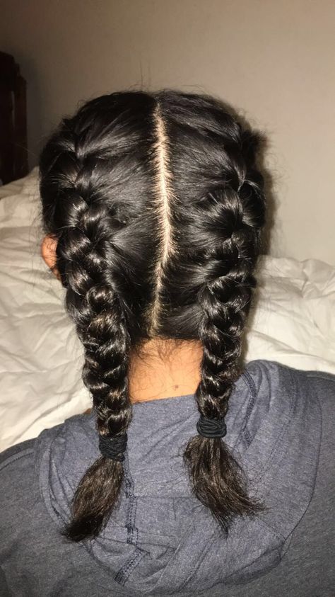 Two Braids Hairstyle Shorthair, French Braids On Short Hair, Pigtail Braid Hairstyles, Two Braids With Bangs, Short Hair French Braid, French Braided Pigtails, Pigtails Short Hair, Short Hair French, French Braid Short Hair