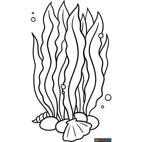 Free Seaweed Coloring Page for Kids Seaweed Coloring Pages, Seaweed Template Free Printable, Kelp Drawing, Seaweed Drawing, Dad In Heaven Quotes, Easy Drawing Guides, Paper Art Design, Drawing Guides, Sea Life Art