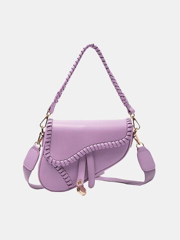 I found this amazing Women Irregular Shape Solid Saddle Bag Shoulder Bag with US$24.99,and 14 days return or refund guarantee protect to us. --Newchic Saddle Handbags, Tas Bahu, Crossbody Saddle Bag, Bag Designs, Stil Elegant, Saddle Leather, Purple Bags, Saddle Bag, Satchel Handbags