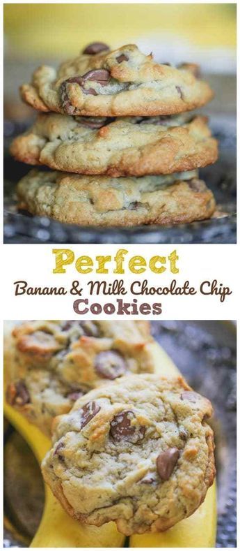 Yummy Chocolate Chip Cookies, Milk Chocolate Cookies, Tasty Chocolate Chip Cookies, Banana And Chocolate, Milk Chocolate Chip Cookies, Banana Chocolate Chip Cookies, Biscuits Diététiques, Camping Desserts, Banana Cookies