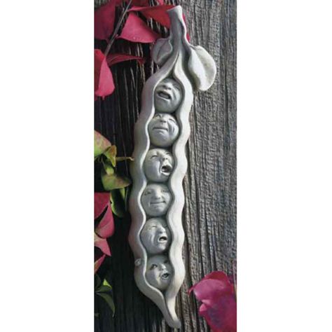 Sweet Pea Sextuplets Wall Plaque - 1106 Sculptures Céramiques, Tanah Liat, Sculpture Clay, Clay Sculpture, Ceramic Clay, Clay Pottery, Clay Projects, Clay Creations, Outdoor Wall