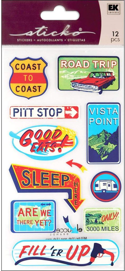 Road Trip Graphic, Classic Stickers, Sticker Machine, Coast To Coast, Scrapbooking Embellishments, Travel Memories, Unique Cards, Scrapbook Stickers, Scrapbook Supplies