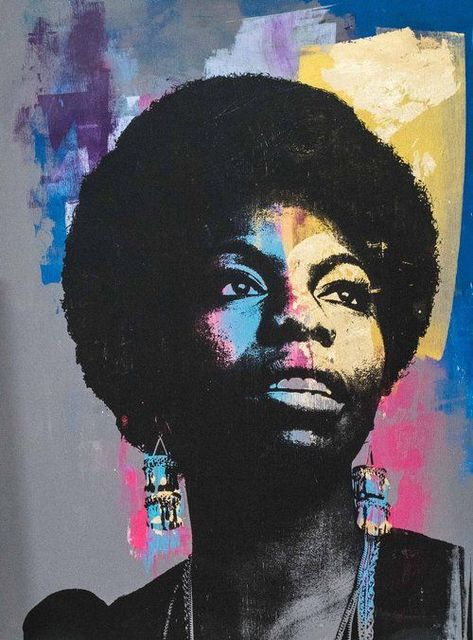 Nina Simone Art, New Media Art, Art On Wood, Nina Simone, Skull Artwork, Music Tattoos, Ethnic Art, Pop Art Painting, Stencil Crafts