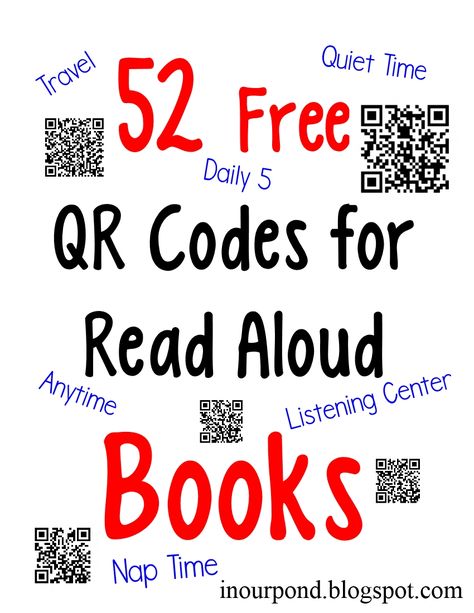 We listened to a lot of audiobooks on our vacations, which has really gotten the kids (especially Dragonfly) interested in listening to bo... Qr Code Listening Centers, Qr Code Books, Audio Books For Kids, Teen Books, Listening Center, Listen To Reading, Elementary Library, Library Activities, Read Aloud Books