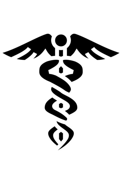 Medical staff of Hermes Hermes Staff Tattoo, Hermes Symbol, Medical Symbol Art, Hermes Staff, Rod Of Asclepius Logo, Edit Assets, Staff Of Hermes, 1st Responders, Design Edit