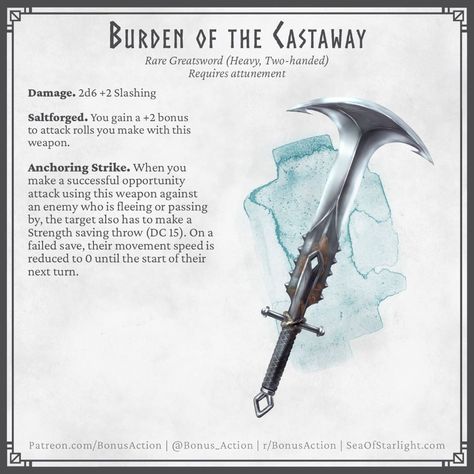 Tim on Instagram: “#Swordtember day 8: Anchor” 5e Items, Dnd Paladin, Homebrew Items, Dnd Things, Dungeons And Dragons Races, Dnd Magic, Dnd Stories, Dnd Items, Dungeon Master's Guide