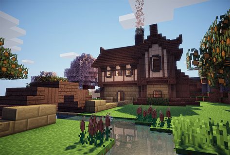 Vintage Minecraft House, Cute Mc Houses, Minecraft House Layout, Mc Houses, Old Style House, Minecraft Houses Blueprints, Minecraft Cottage, Minecraft Medieval, Cute Minecraft Houses