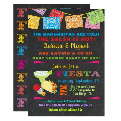 Chalkboard Mexican Fiesta Baby Shower invitations Custom #babyshower invitations - Make your special day with these personalized #baby #shower #invitations change the colors font and images and make them your own.