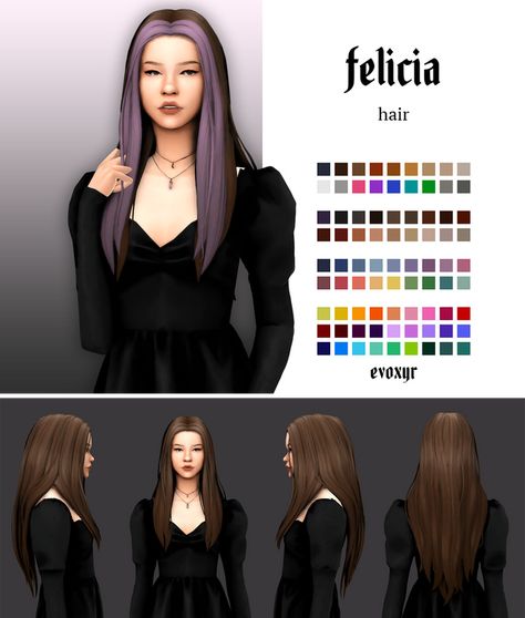 felicia hair | evoxyr on Patreon Sims 4 Maxis Match, Sims Free Play, Pelo Sims, The Sims 4 Packs, Sims 4 Mm Cc, Sims 4 Game Mods, Sims 4 Cc Folder, Sims 4 Teen, Sims 4 Dresses