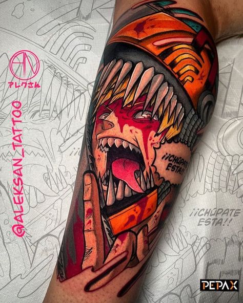 Chainsaw Man Tattoos: Unleashing the Devil Within Chainsaw Tattoo, Chainsaw Man Tattoo, Bae Tattoo, Fujimoto Tatsuki, Anime Tats, Man Tattoos, Drawing Monsters, Tattoo Anime, Black Drawing