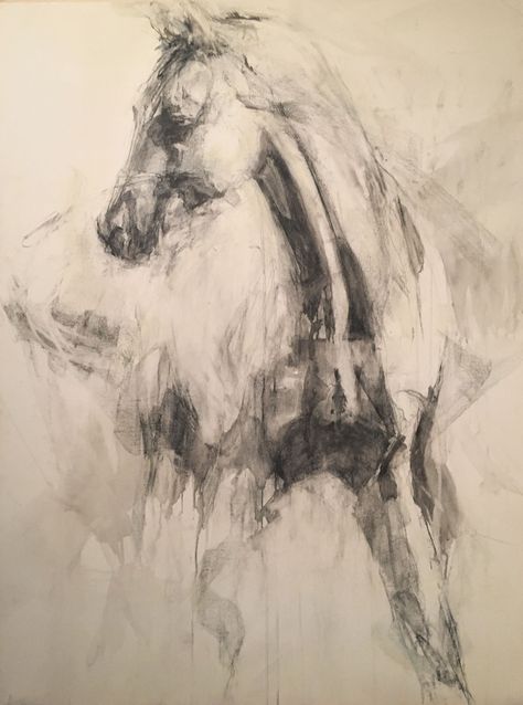 Mary Hartman at Mirada Fine Art, Decision Time, Acrylic and Charcoal on Canvas, 48" x 36" Horse Art Sketch, Abstract Equestrian Art, Charcoal On Canvas, Charcoal Horse Drawing, Horse Charcoal, Horses Painting, Abstract Horse Art, Horse Art Drawing, Abstract Horse Painting