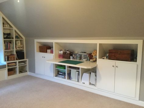 Bonus Room Shelving, Dormer Drawers, Dormer Office, Dormer Storage, Bonus Room Design, Window Desk, Attic Library, Attic Ideas, Attic Playroom