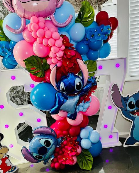 Lilo & Stitch Display 🌺 #liloandstitch #balloondecor #balloon #ledlights Lilo Stitch, Lilo And Stitch, Balloon Decorations, Balloons, Led Lights, Collage, Pins