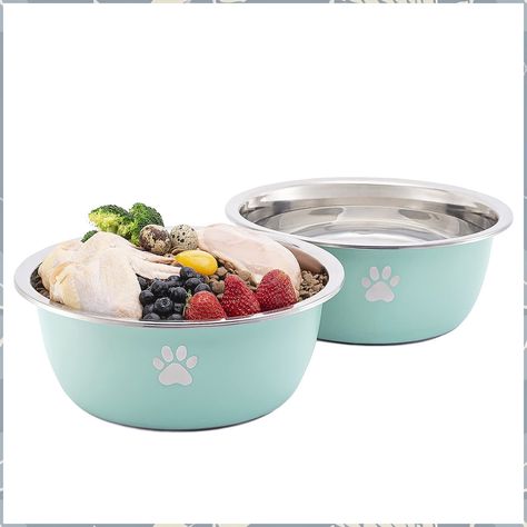 Podinor Dog Water Bowls for Large Dogs - 2 Pack Stainless Steel High Capacity Outdoor Large Dog Food Bowls - No Spill Dog Dis Dog Water Bowl, Pet Water Bowl, Stainless Steel Dog Bowls, Food Bowls, Dog Water Bowls, Dog Food Bowls, Giant Dogs, Water Bowl, Food Bowl