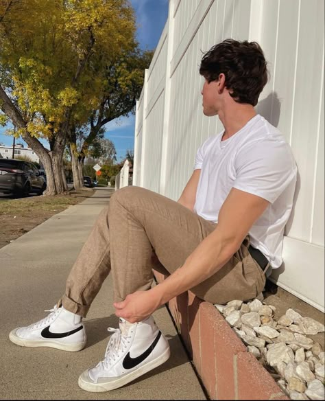 White Nike Blazer Outfit Men, Nike Blazer Summer Outfit Men, Mid Blazer 77 Outfit, Af1 White Outfit Men, Men’s Nike Blazer Outfit, Nike Blazer Outfit Men Fashion Styles, Men’s Outfits Nike Blazers, Nike Blazer Fits, Nike Blazers Outfit Ideas