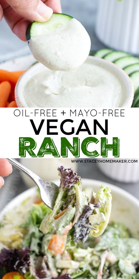 This vegan cashew ranch dressing is incredibly creamy even though it's made without mayo or oil! Pantry and fridge staples are all you need to make this delicious dressing and ready in 15 minutes! Drizzle it over salad or serve it as a dip with veggies, after one taste you'll want to put it on everything! #VeganRanch #VeganRanchDressing #CashewRanchDressing Buttermilk Ranch Dip, Homemade Vegan Ranch Dressing, Vegan Dressings, Vegan Buttermilk, Ranch Dip Recipe, Vegan Ranch Dressing, Vegan Salad Dressing, Vegan Dressing, Buttermilk Ranch