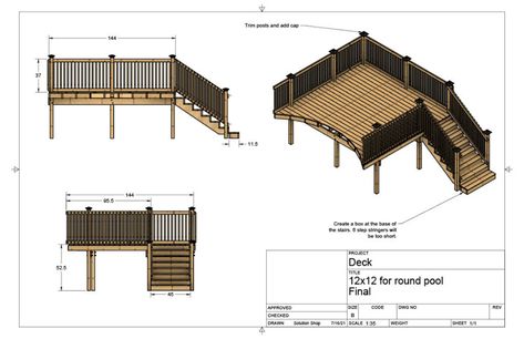 Plans for Above Ground Pool Deck 12x12 18' Round Pool. . | Etsy Decks Around Pools, Deck Building Plans, Above Ground Pool Deck, Pool Deck Plans, Backyard Getaway, Round Pool, Above Ground Pool Decks, Deck Plans, Swimming Pools Backyard