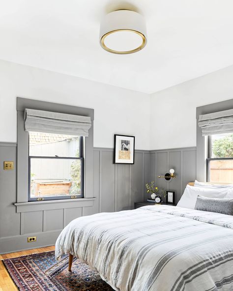 Farmhouse Style Bedrooms, Gray Bedroom, Board And Batten, Master Bedrooms Decor, White Bedroom, House Tour, Bedroom Themes, Small Bedroom, Bedroom Diy