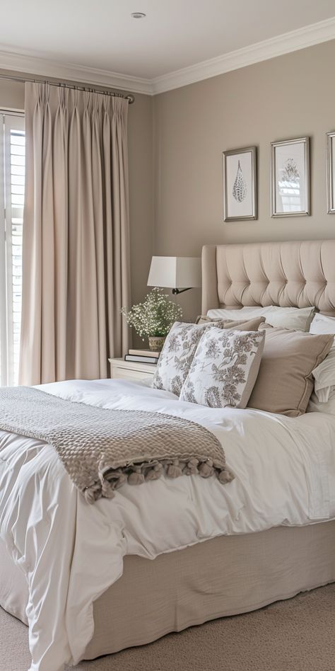 Beige Bedroom Colors, Beige Bedroom Ideas, Space Play, Taupe Bedroom, Beige Room, Decorating Bedroom, Dorm Room Designs, Classy Bedroom, Beige Bedroom