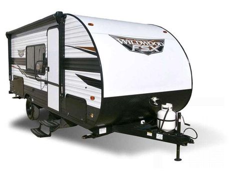 Forest River RV Wildwood FSX Travel Trailer RVs For Sale Rockwood Roo, Double Door Refrigerator Size, Lightweight Travel Trailers, Rock Guard, Rv Types, Membrane Roof, Shower Sizes, Fiberglass Insulation, Used Rv