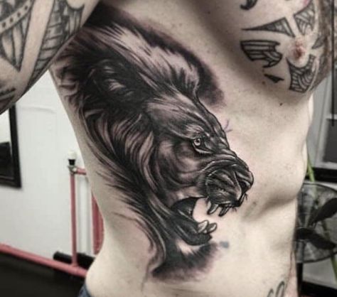 Rib Tattoos For Women Quotes, Girl Rib Tattoos, Lion Hand Tattoo, Rib Tattoos For Guys, Rib Tattoos For Women, Ribcage Tattoo, Epic Tattoo, Neck Tattoo For Guys, Side Tattoos