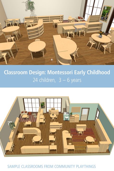 Classroom Montessori Decor, Montessori Preschool Classroom Design, Beautiful Montessori Classroom, Preschool Classroom Layout Floor Plans, Preschool Furniture Classroom, Montessori Classroom Design, Montessori Classroom Layout Elementary, Montessori 3-6, Montessori 3-6 Classroom