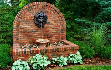 Brick Fountain, Backyard Water Features, Michigan Backyard, Indoor Wall Fountains, Outdoor Fire Pit Seating, Outdoor Wall Fountains, Water Wall Fountain, Garden Watering System, Diy Garden Fountains