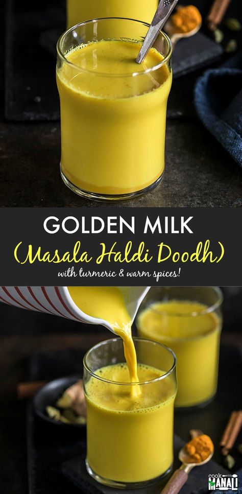 Golden Milk aka Haldi Doodh is a comforting drink made with milk, turmeric and warm spices. Turmeric's anti-inflammatory properties makes it a perfect drink to have when you are under the weather or just when need a little pick-me-up! #indian #goldenmilk Benefits Of Turmeric Milk, Haldi Doodh, Golden Milk Recipe, Turmeric Drink, Medicine Tips, Turmeric Milk, Under The Weather, Golden Milk, Turmeric Benefits