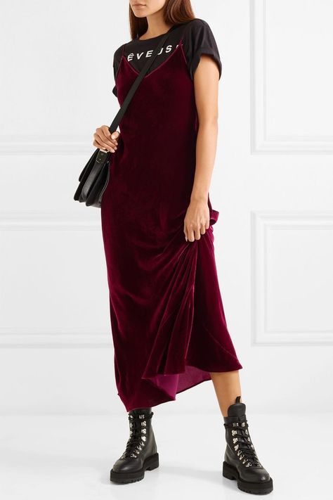 Velvet Slip Dress, White Ankle Boots, Designer Maxi Dress, Tight Sweater, Velvet Maxi, Printed Pleated Skirt, Cashmere Accessories, Cropped Flare Jeans, Maxi Slip Dress