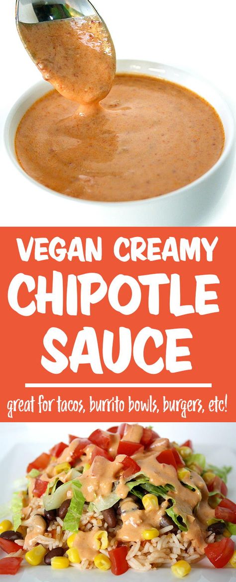 Vegan Sauce Recipes, Creamy Chipotle Sauce, Vegan Chipotle, Chipotle Sauce, Vegan Sauces, Plant Based Eating, Vegan Condiments, Vegan Foods, Vegan Eating