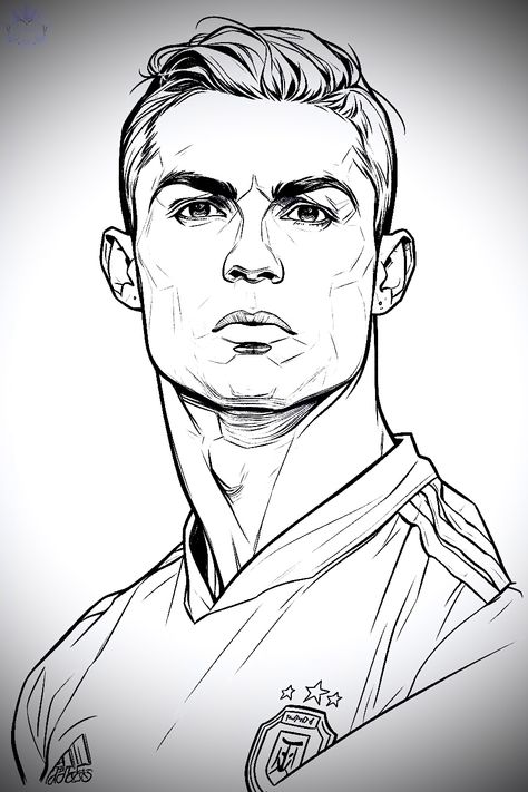 Cr7 Drawing Easy, Ronaldo Cristiano Drawing, Haaland Drawing, Cr7 Drawing, Ronaldo Sketch, Picture Of Drawing, Ronaldo Drawing, Football Paintings, Werewolf Drawing