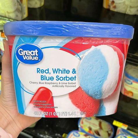 Walmart Is Selling Red, White & Blue Sorbet That’s a Must-Have for July 4th Firecracker Popsicle, Lime Sorbet, Ice Cream Scooper, Blue Cookies, Foodie Instagram, Grocery Foods, Frozen Treat, Mountain Dew, Blue Raspberry