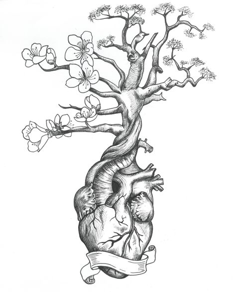 Tree Heart Tattoo, Drawing Of Heart, Human Heart Tattoo, Bedroom Art Painting, Snow Tattoo, Apple Tattoo, Survivor Tattoo, Sakura Tattoo, Anatomical Heart Tattoo